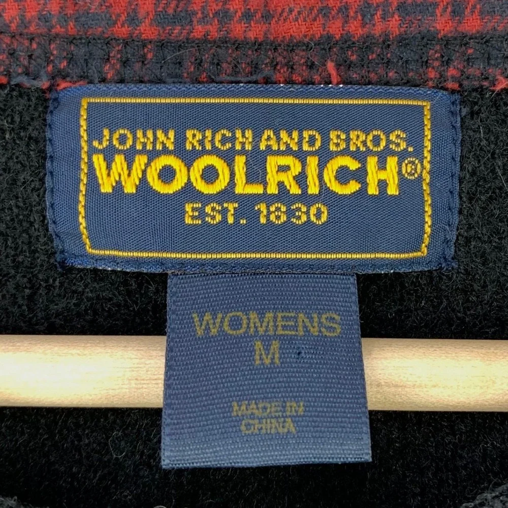 Woolrich Vest Women Medium Black Cabin Moose Patchwork Wool Sweater Cottagecore